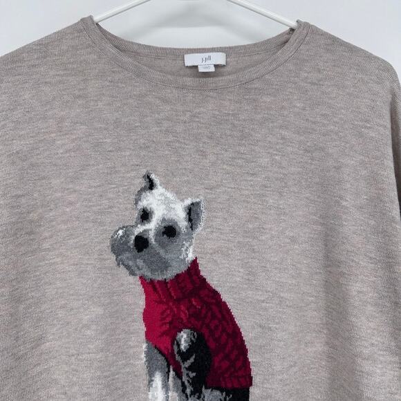 J Jill Sweater Women Petite XS Westin Dog Pullover Knit Lightweight Preppy Puppy - Picture 2 of 9